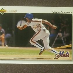 1992 Upper Deck Vince Coleman New York N.Y. Mets #131 Baseball Card Vintage Collectible Sports MLB