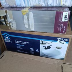 2 Matching!! Porcelain Sink Basin 3-hole Drop-in Sink 