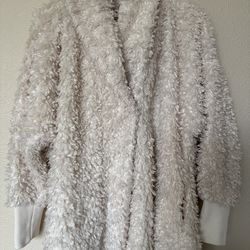 Cream faux fir jacket