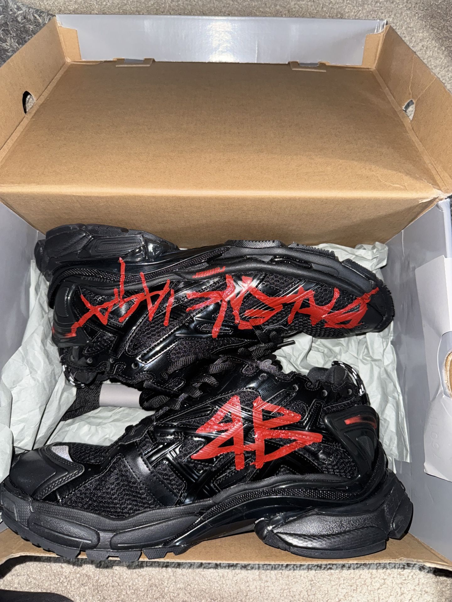 Balenciaga graffiti runners red black