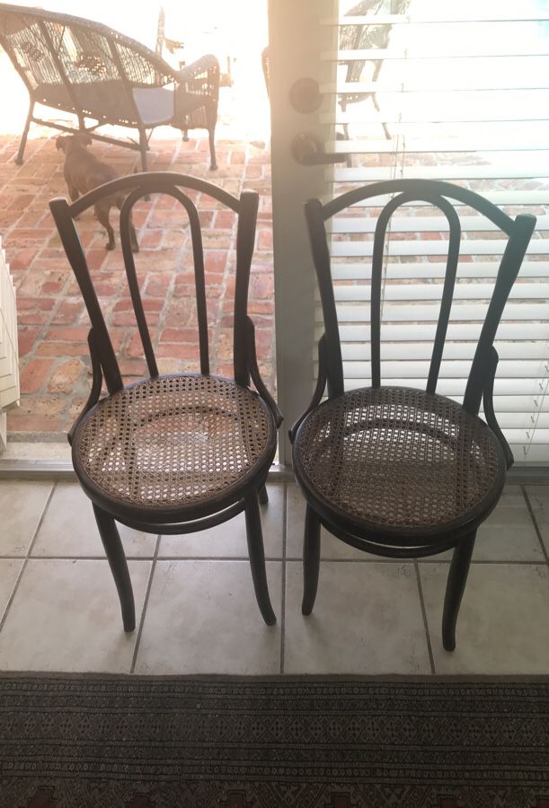 2 antique cane chairs