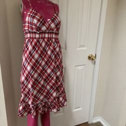 Faded Glory Plaid Dress Red, White And Blue Size 10