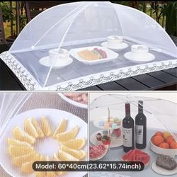 Large Pop-Up Insect Proof White Mesh Food Cover - 1pc