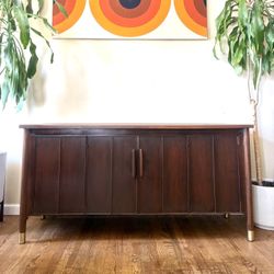 1970s Solid Walnut Record Credenza – Storage & Style
