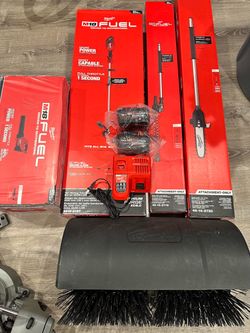 Milwaukee M18 fuel weed eater with attachments, rapid charger & two 8.0 forge battery’s $1,100 pick up only