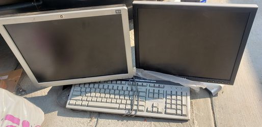 2 computer monitors (1) HP & (1) Dell