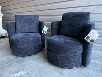 Thomasville Davos Swivel Chairs, 2-pack, Dark Blue