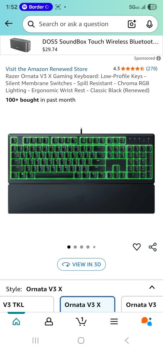 Razer Ornata V3 X Gaming Keyboard