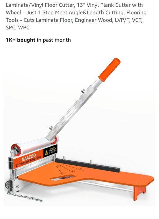 New Laminate/Vinyl Floor Cutter, 13” Vinyl Plank Cutter with Wheel – Just 1 Step Meet Angle&Length Cutting, Flooring Tools - Cuts Laminate Floor
