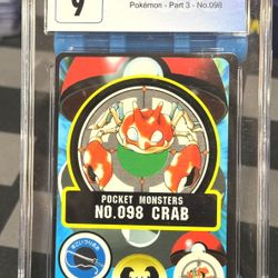 Pokemon Card - 1998 Japanese Bandai Sealdass - No.098 Krabby - Mint