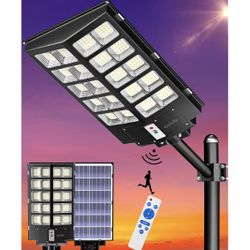 3000w Solar Street Light Solar Street Lights Outdoor, 30000LM Commercial Parking Lot Light, 6500K Dusk to Dawn IP67 Security Flood Lights Motion Sens