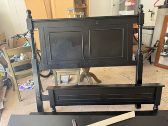 Black Wood Full /Double Bed Frame with Headboard and Footboard