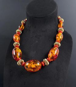 Vintage Baltic Amber Graduated Bead Necklace