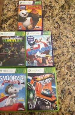 Xbox 360 Family Game Bundle — Snoopy, Hot Wheels, TMNT, Kinect Games — $45 OBO