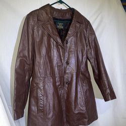 Avant Garde 100% Leather Burgundy/Maroon 3 Button Coat  w/ Removable Fleece Line