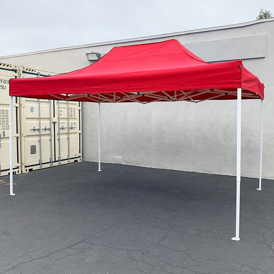 (Brand New) $145 Heavy Duty 10x15 FT Outdoor Ez Pop Up Canopy Party Tent Instant Shade w/ Carry Bag (Black, Red)