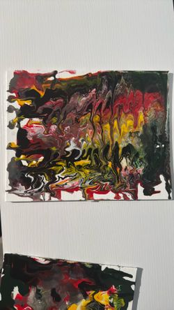 “Inferno Pulse”Original Vibrant Abstract Acrylic Fluid Pour Painting on Canvas