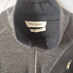 Women’s Yves Saint Laurent Full Zip High Neck Wool Track Jacket Sweater