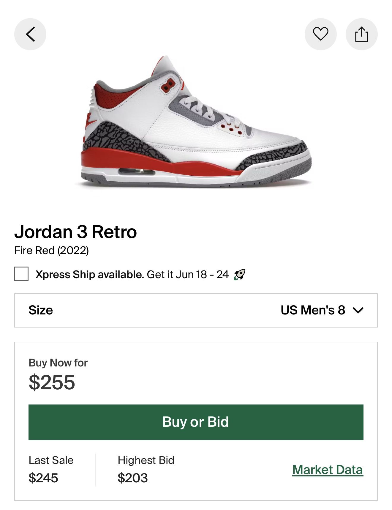 Jordan 3 Fire red 8M