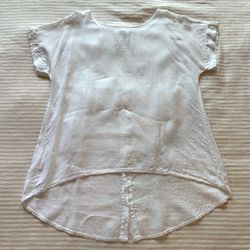 terzo millennio made in italy white linen top w button down back / sz med