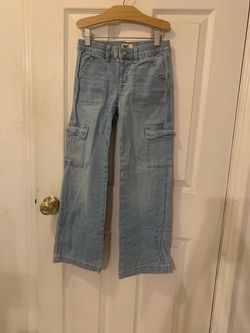 SO Girls Light Wash Denim Cargo Pants Size 10