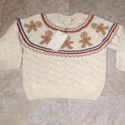 Zara Gingerbread Knit Sweater New 