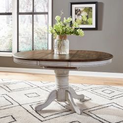 Solid Wood Farmhouse Dining Table w/ Leaf