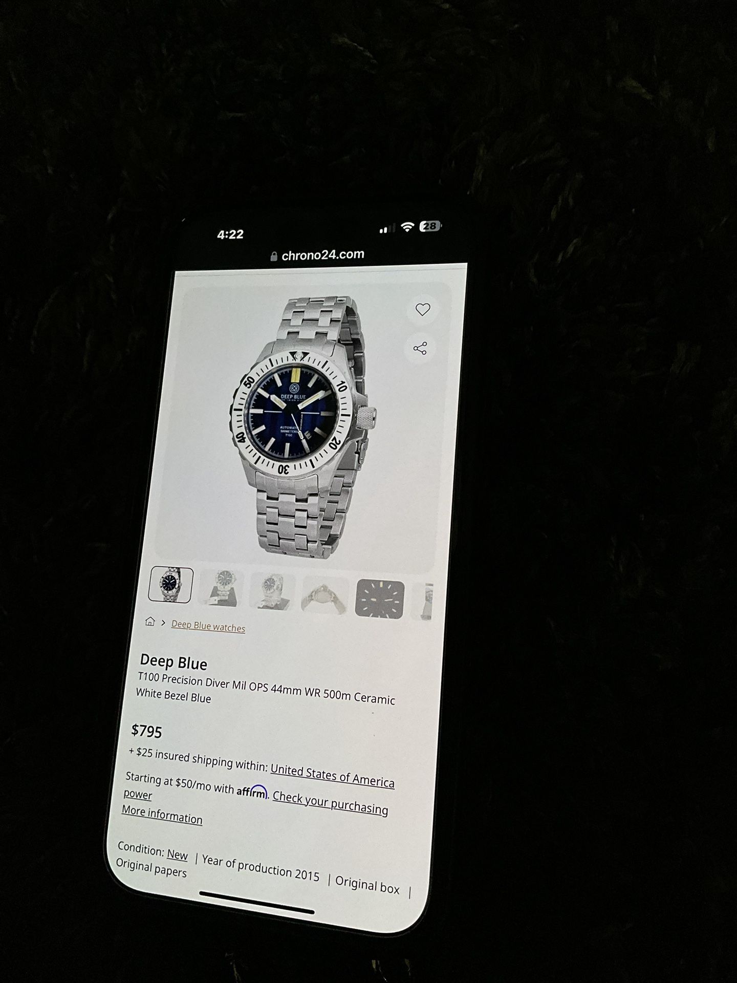 Deep Blue T100 Precision Diver Ceramic White Bezel