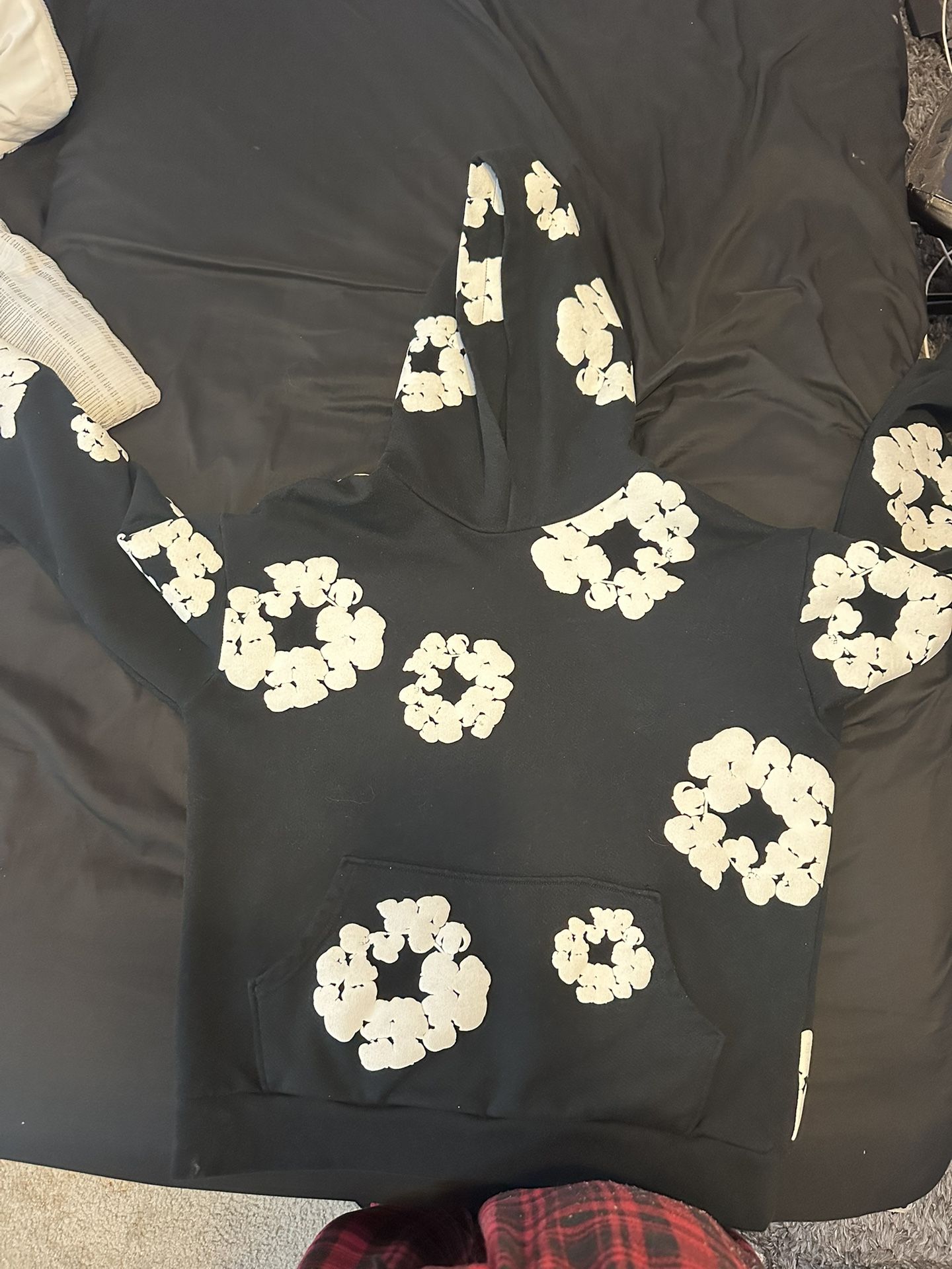 demin tear hoodie