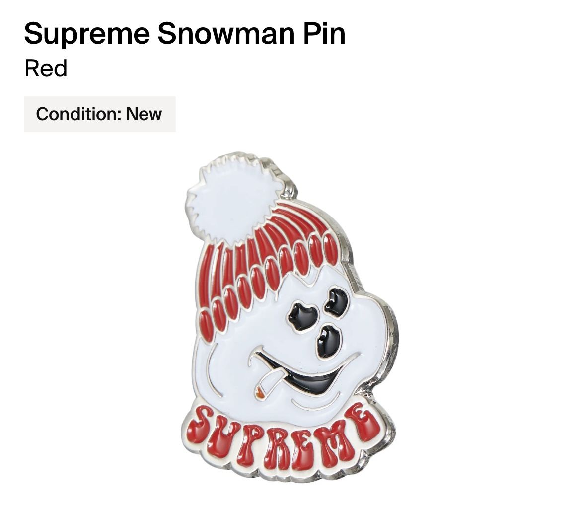 Supreme Snowman Pin