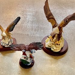 3 Pieces  Eagles,  12”, 10”,  5” Tall