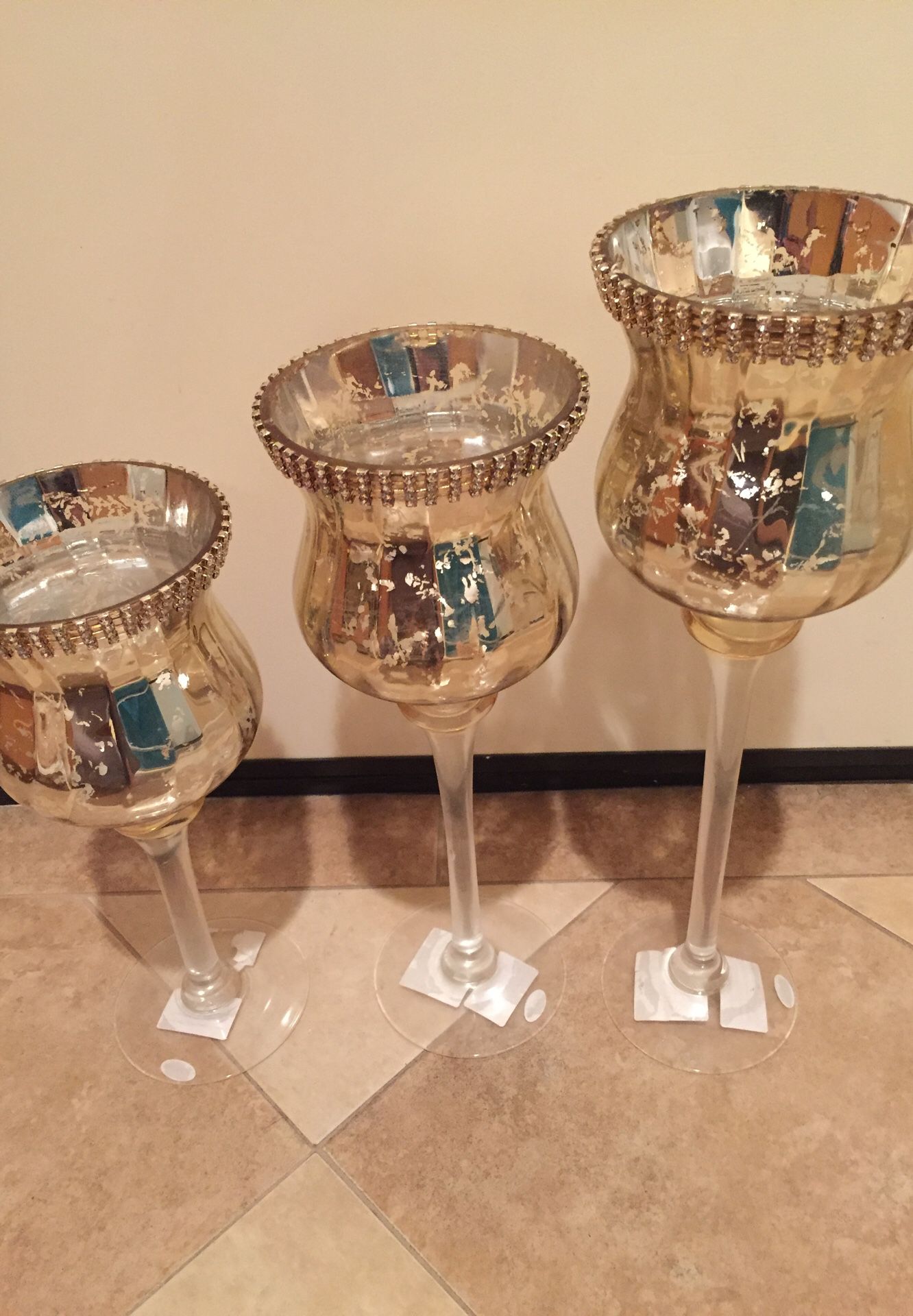 Gold Candle Holders 3 Piece Brand New