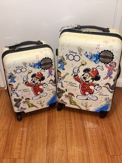 2 Disney 100 Limited Edition Hard Shell Suitcase Years Of Music Bioworld 20” 24”