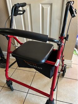 Drive Medical Rollator Walker with Seat, Red