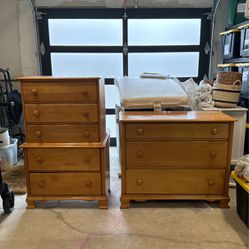 Solid Maple Dresser Set + Bed Frame 