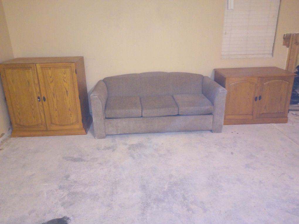 Sofa Pull Out Couch And Two Hardwood Dress