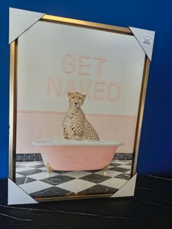 Sylvie Cheetah Get Naked Framed Canvas by Amy Peterson Art Studio (Set of 1) Animal Art Print 18.00 in. x 24.00 in.