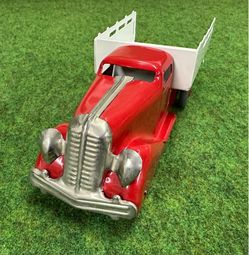Vintage Wyandotte 12” Pressed Steel Stake Bed Toy Truck, Wooden Wheels - “1940’s”
