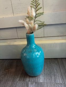 Turquoise Crackle Glaze Ceramic Vase