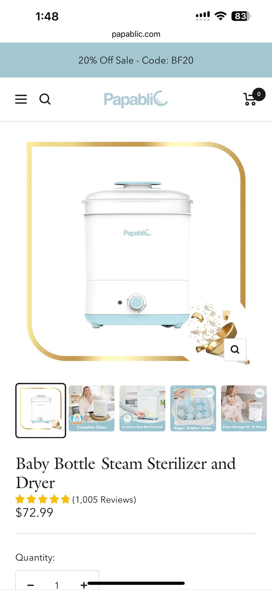 Brand new PAPABLIC Baby Bottle Steam Sterilizer and Dryer