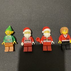LEGO 4 SANTA CLAUS Christmas Minifigures  Santa Fe Elf 8833 Authentic Lot