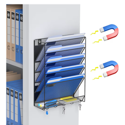 OUTWOLF Magnetic File Holder, 6-Tier Magnetic Wall Hanging File Organizer, Paper Folder Mail Organizer for Office, File Cabinets, Whiteboard, Fridge