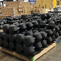 Rubber Hex Dumbbells And Rubber Grip Weights ($1.10/ Pound) 