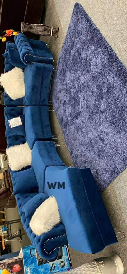 Blue Velvet Fendi Sectional & Couch & Living room set