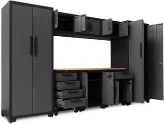 TCE Storage System, 9-Pcs Workshop Set, Included Steel Drawers Rolling Chest, Heavy Duty 9Pcs Metal Cabinets, Perfect for Organizing Garage and Tools,