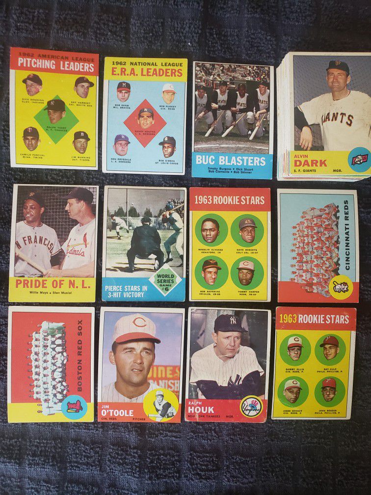1963 TOPPS BASEBALL CARDS (58) ALL DIFFERENT, WITH STARS
