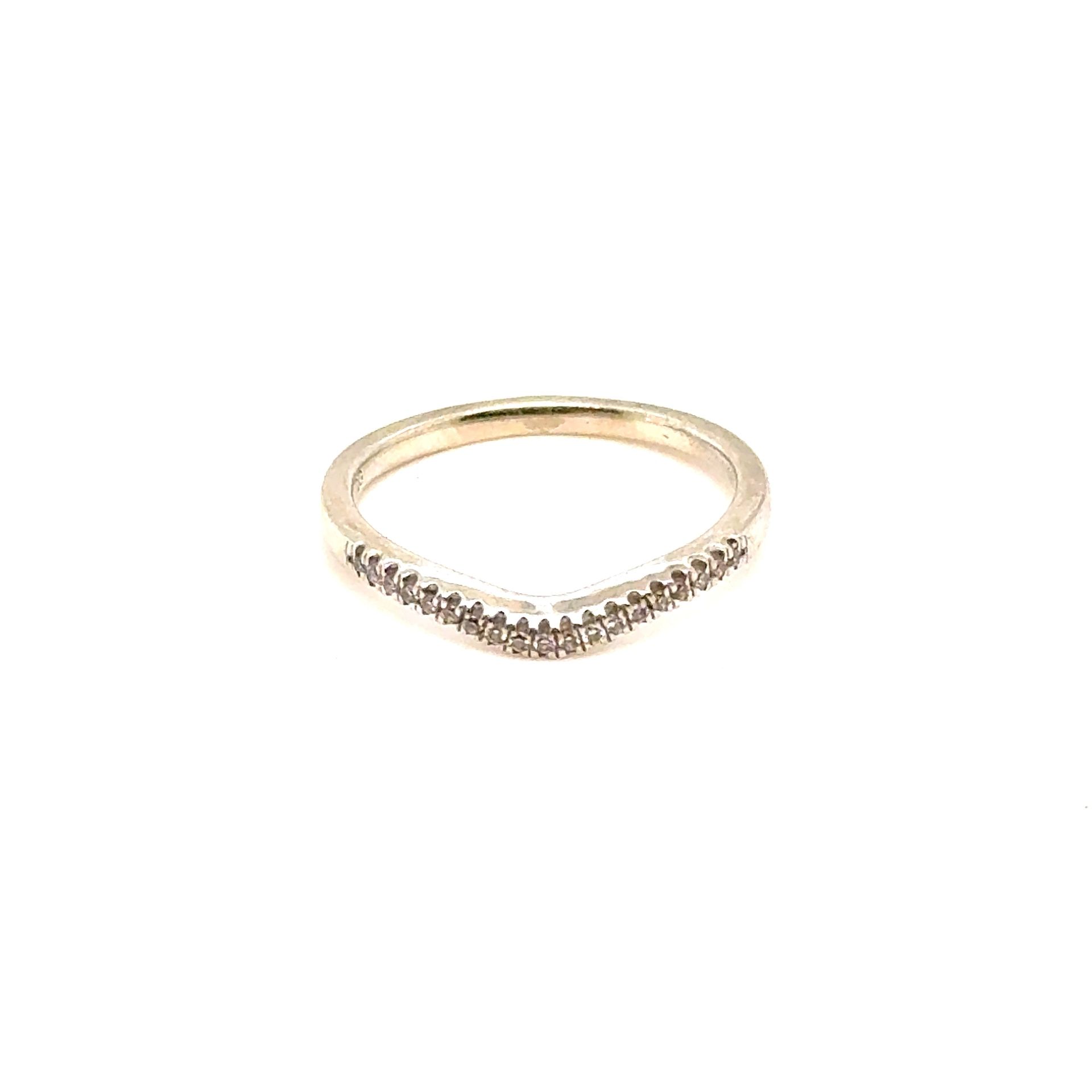 14K White Gold Diamond Curve Band Ring