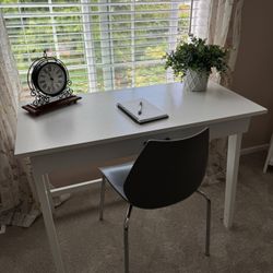 White Work Desk with Modern Chair - Clean Home Office Setup