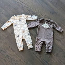 Carter's Baby Unisex Bodysuits Set of 2, Grey, 3 Months