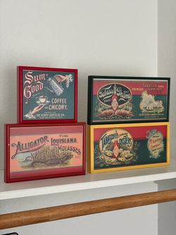 CUSTOM METAL FRAMED NOLA Art - Set of 4 (Tabasco & Alligator)